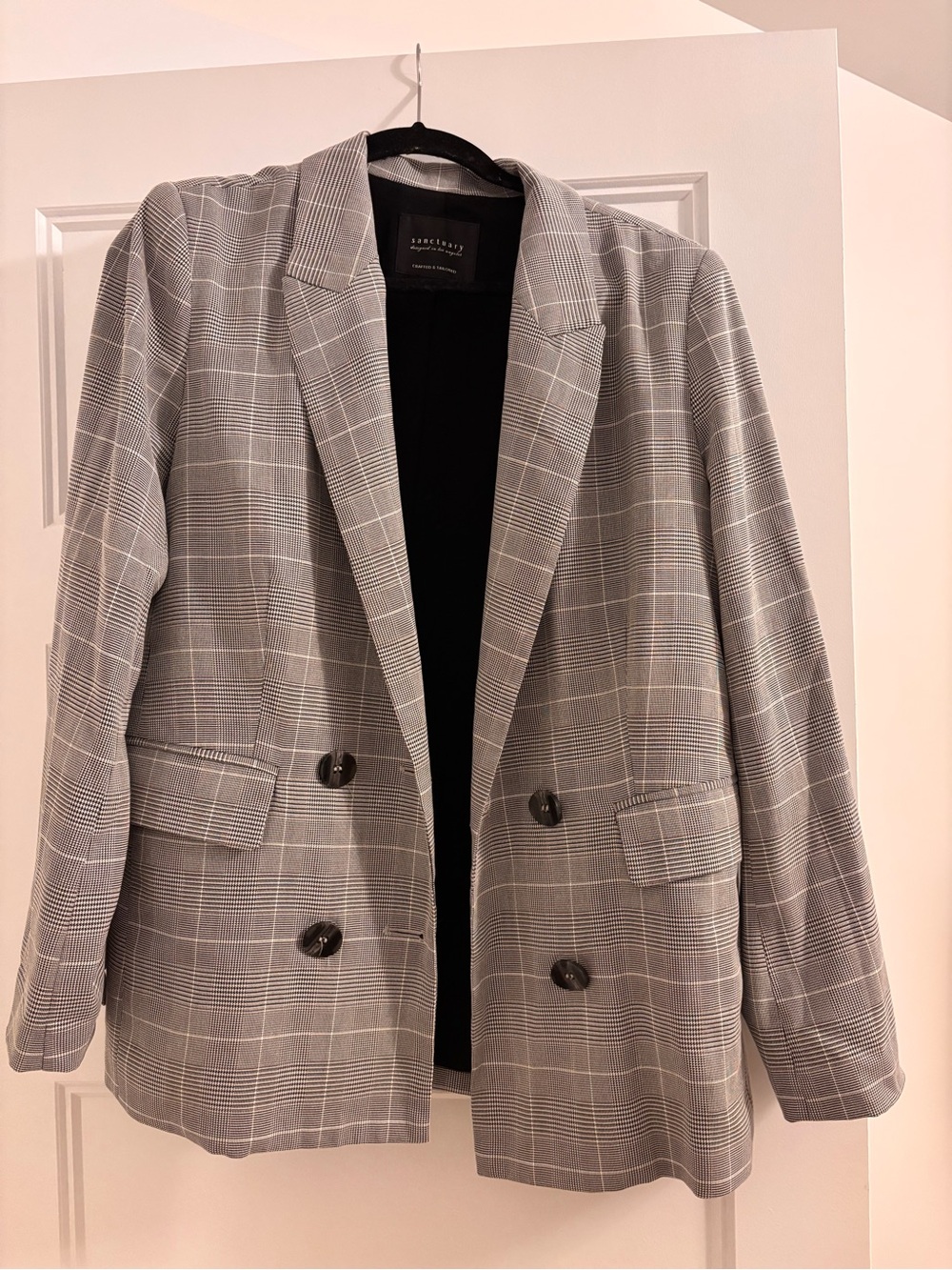 Grey plaid style blazer